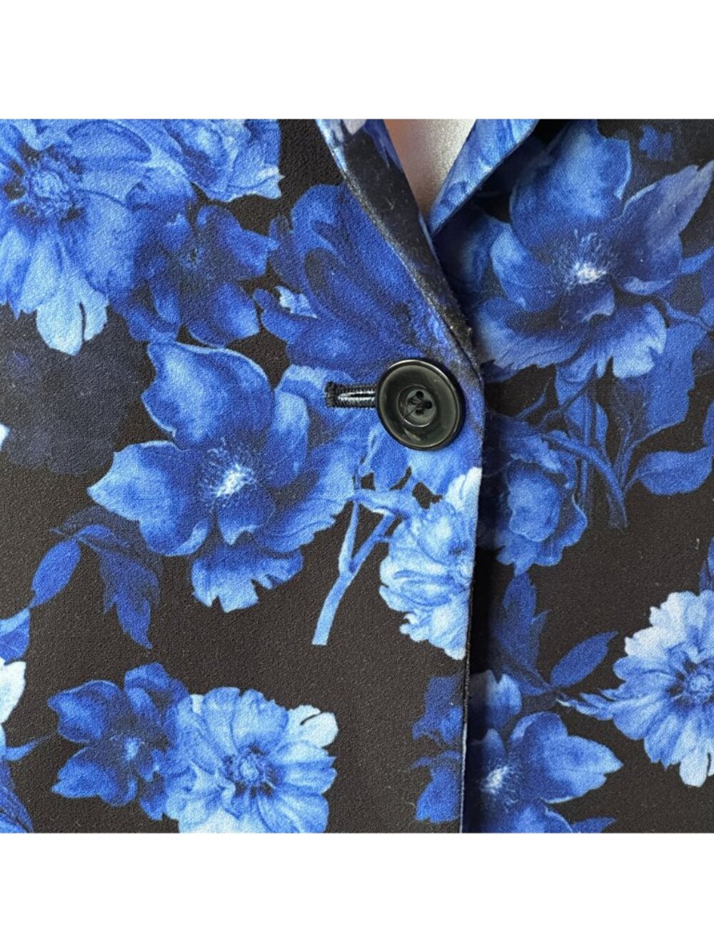 Alice + Olivia Black Blue Floral Single-Button Women's Blazer Size 4 - Picture 3 of 7